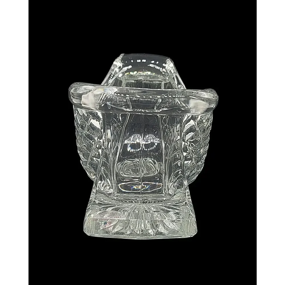 Glass 24% Lead Crystal Santa Sleigh Sled Heavy Candy Dish Centerpiece 6.5